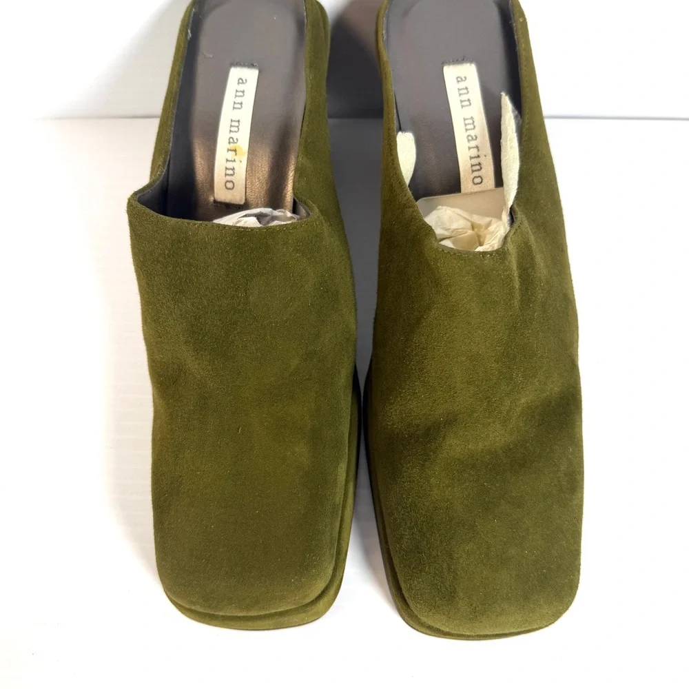 Ann Marino Women's Olive Suede Loafers - Picture 8 of 10